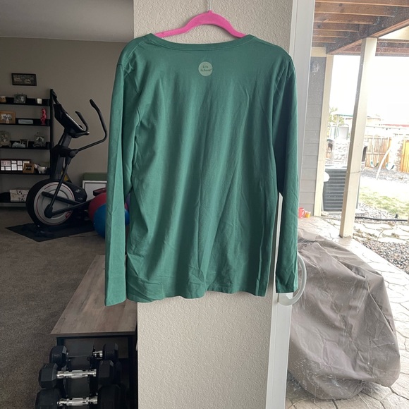 Life is good green long sleeve Christmas fox on a bike. Size large - Picture 2 of 6